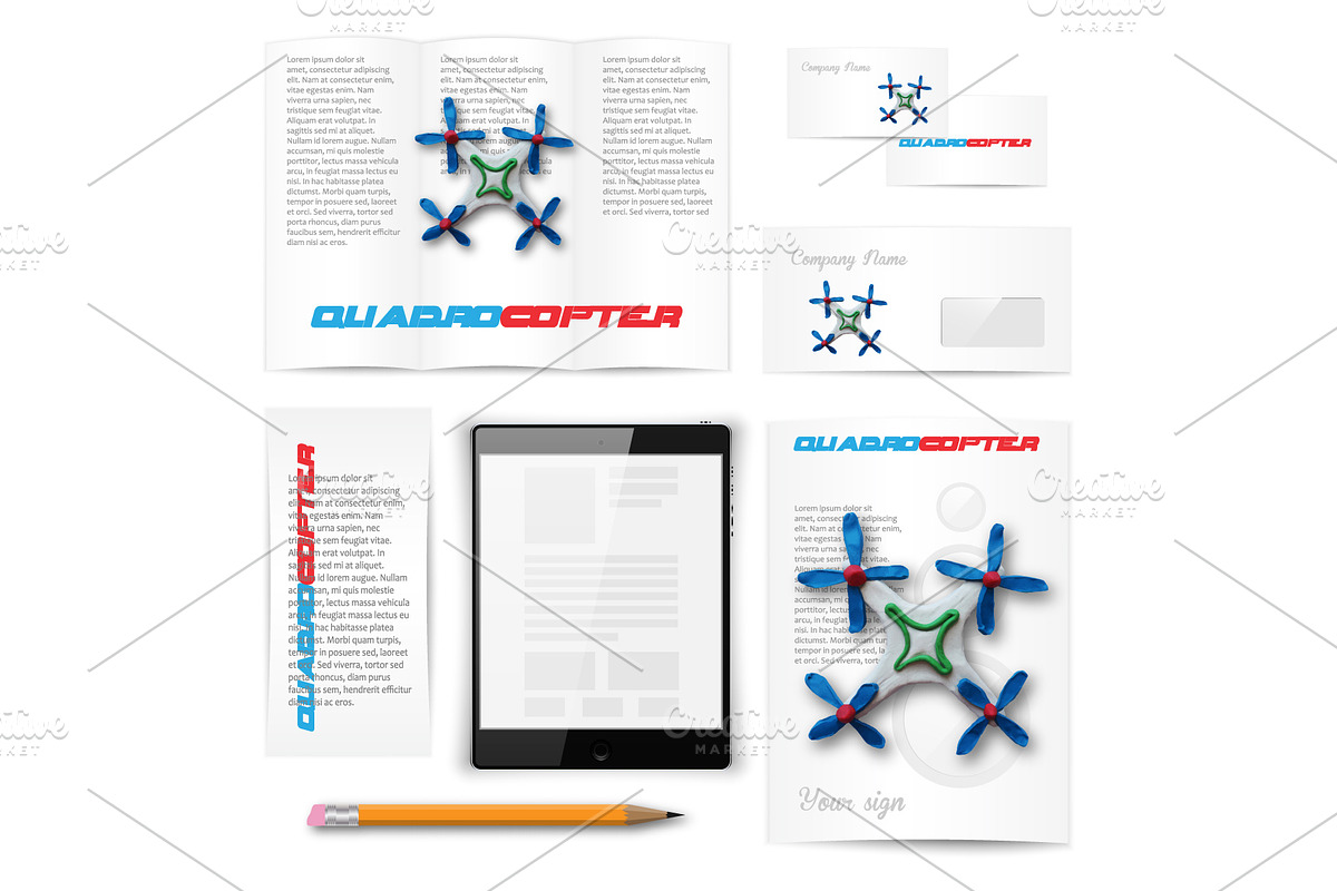 Plasticine vector quadrocopter drone, a Stationery Template by The Vector Vault (Photo 1 of 5)
