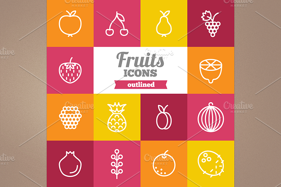Outlined Fruits Icons