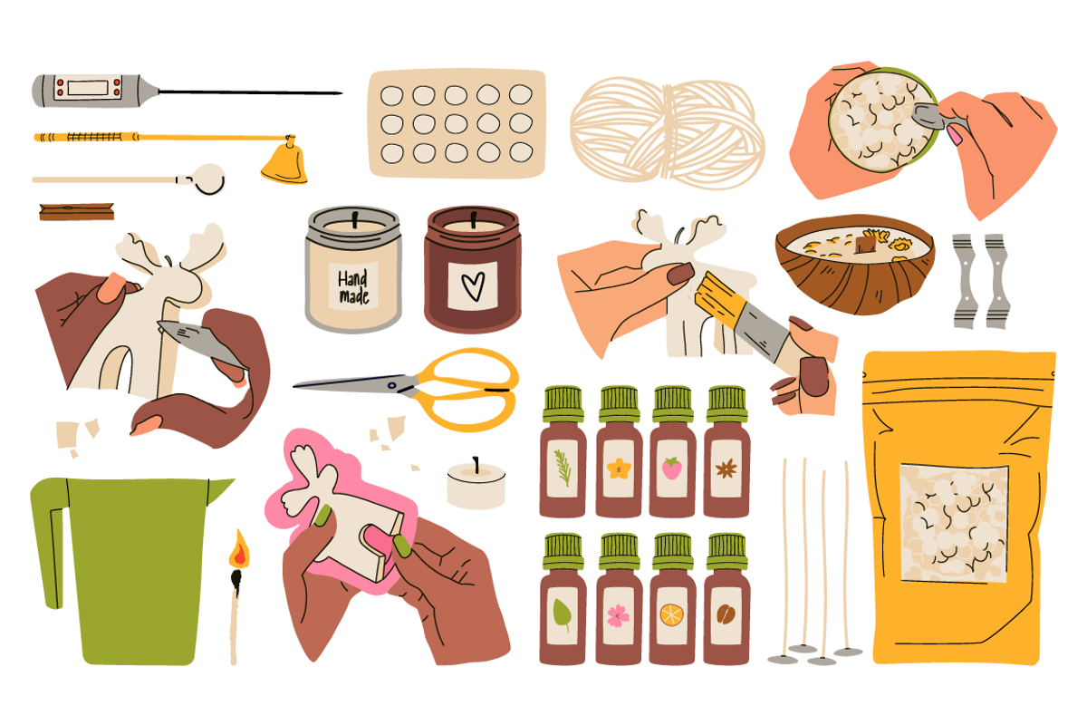 150+ Candle Making Clipart Set, an Object Illustration by Zeukaa (Photo 3 of 15)