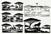 Safari Scenes Silhouette Graphics, an Animal Illustration by DENIDigitalArtSudio (Thumbnail 1 of 5)