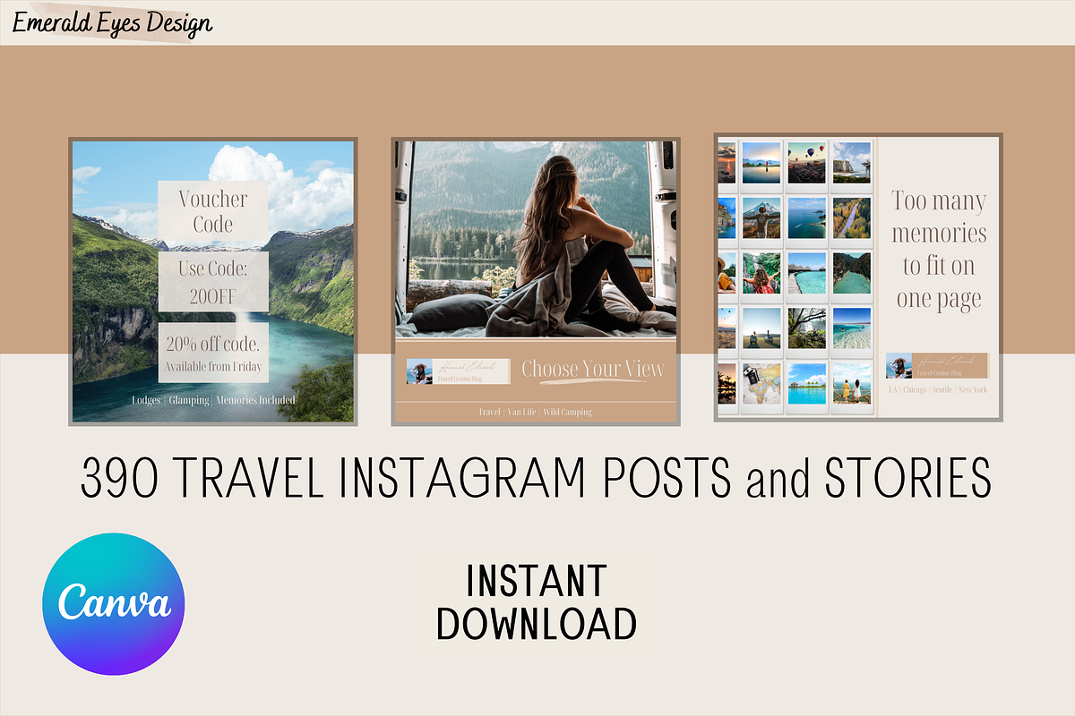 390 Travel Canva Instagram Neutral, a Social Media Template by Emerald Eyes Design (Photo 9 of 11)