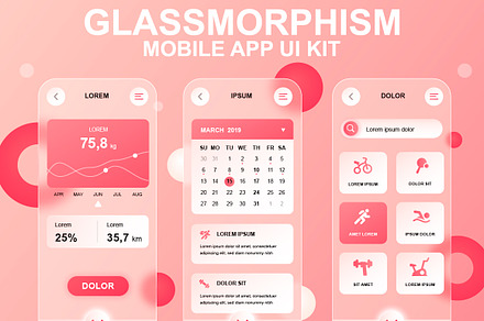 Glassmorphic Mobile App UI Kit, an UI Kit Template by alexdndz