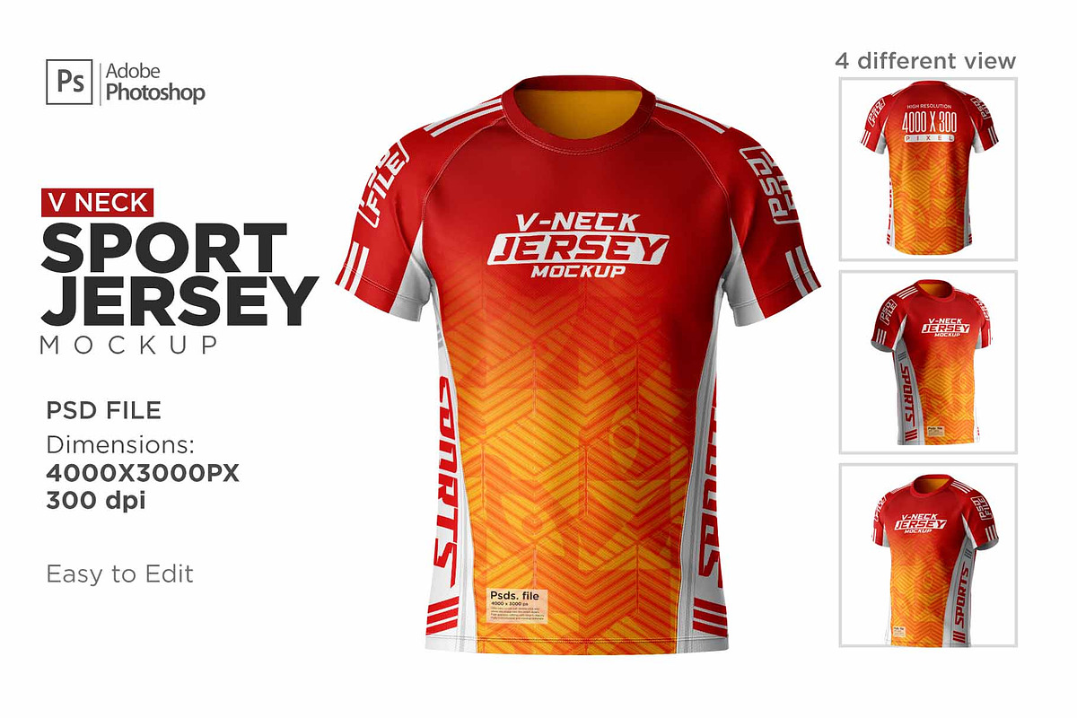 Raglan V-Neck Sport Jesey set, a Shirt Mockup by Mildstudio