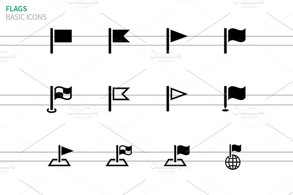 Flag Icons On White