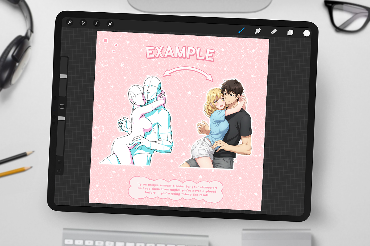 Romantic Body Poses for Procreate, a Brush Add-On by Disyukov (Photo 4 of 7)