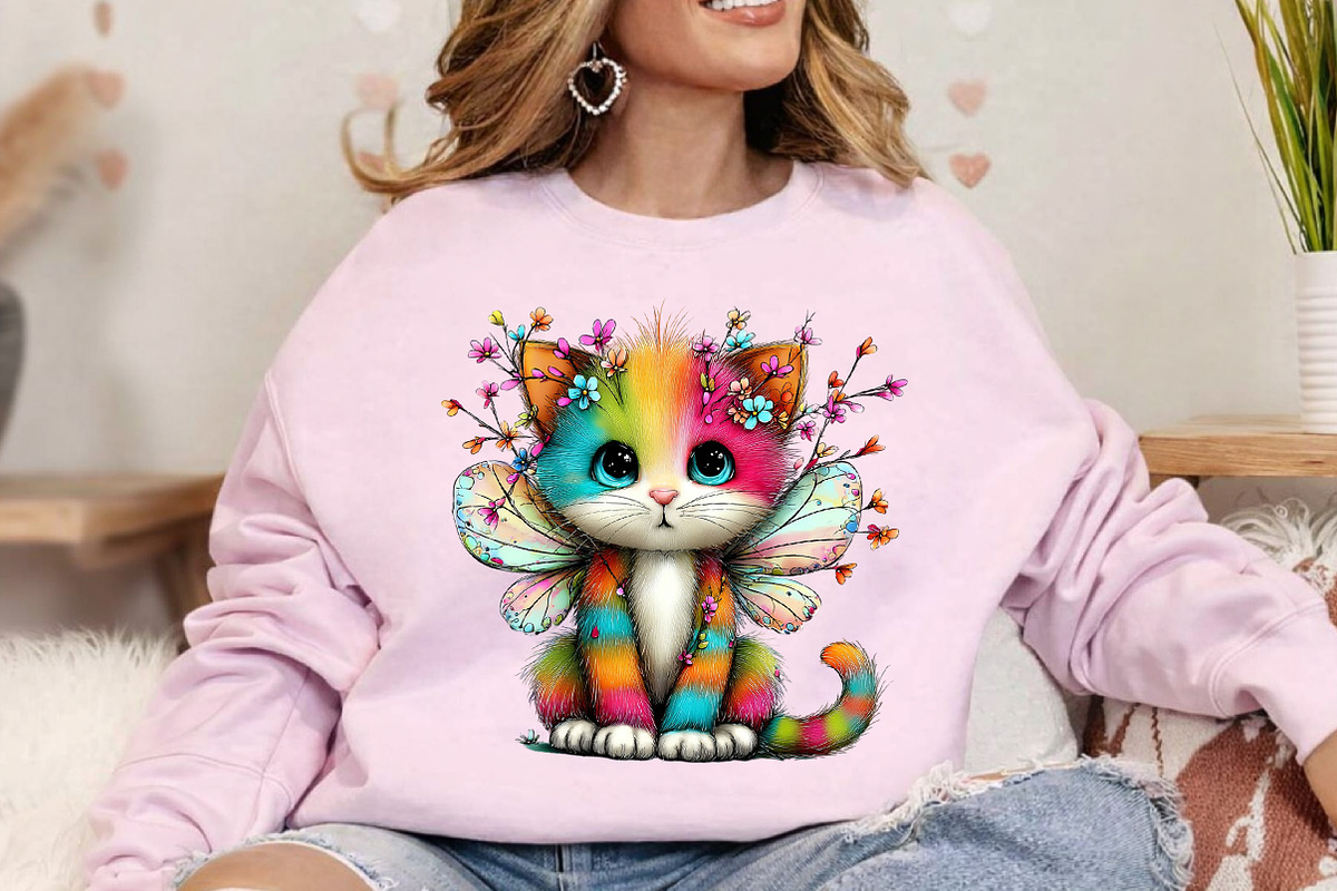 Whimsical Spring Cats Clipart Bundle, an Illustration by Canvas Craft (Photo 4 of 7)
