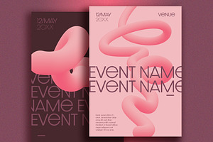 Pink & Brown Poster Set, a Templates & Theme by wavebreak
