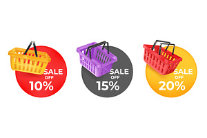 3d sale stickers. Realistic badges, an Object Illustration by Stock-Smart-Start