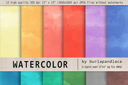 Watercolor digital paper preview 2