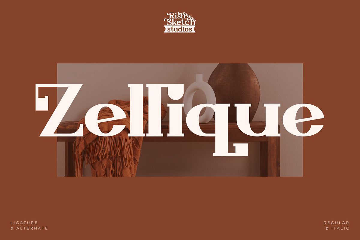 Zellique - Modern Serif Font, a Serif Font by Rishsketch (Photo 1 of 15)