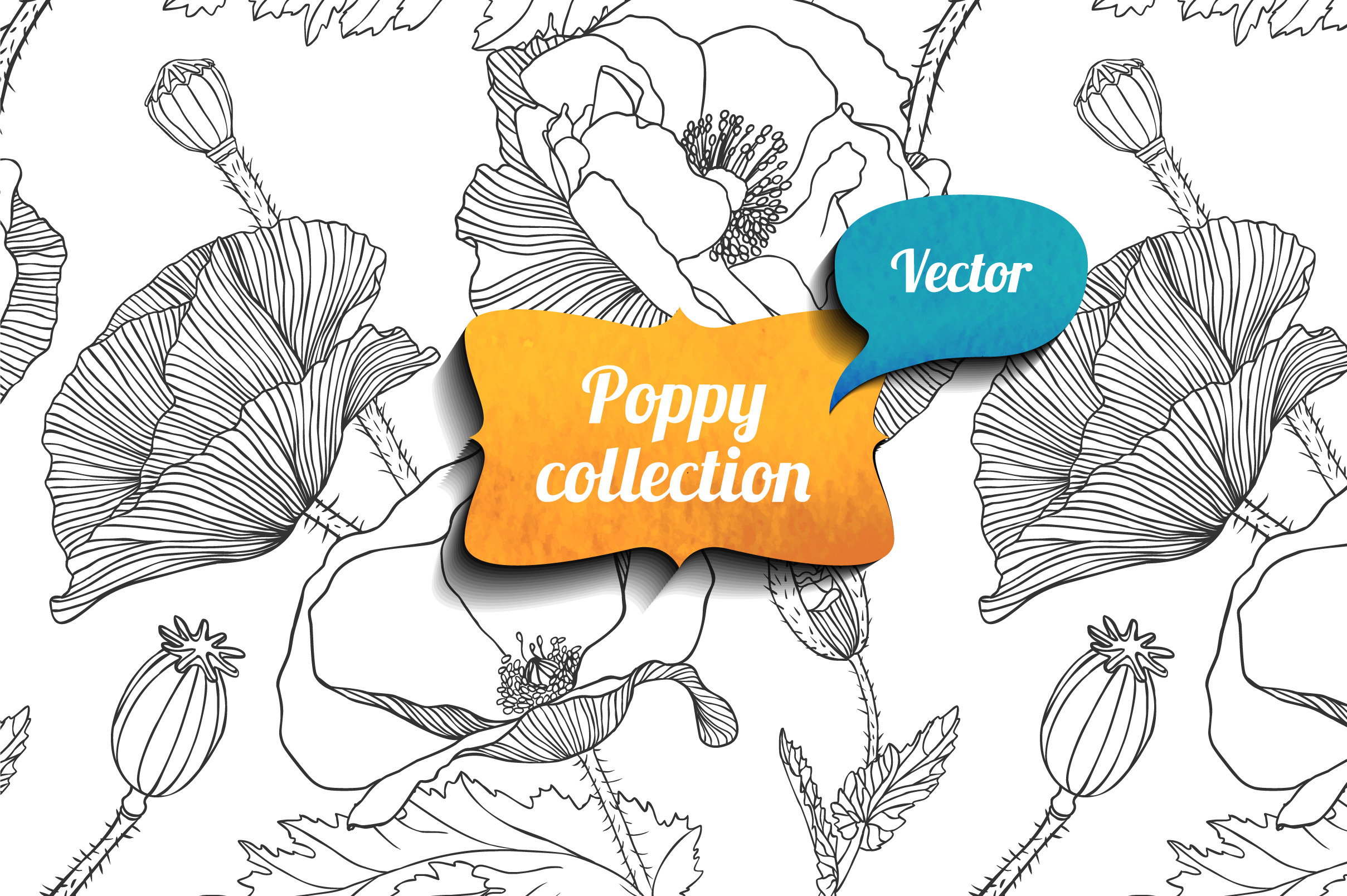 Linear poppy vector collection, an Object Graphic by Crazy nook