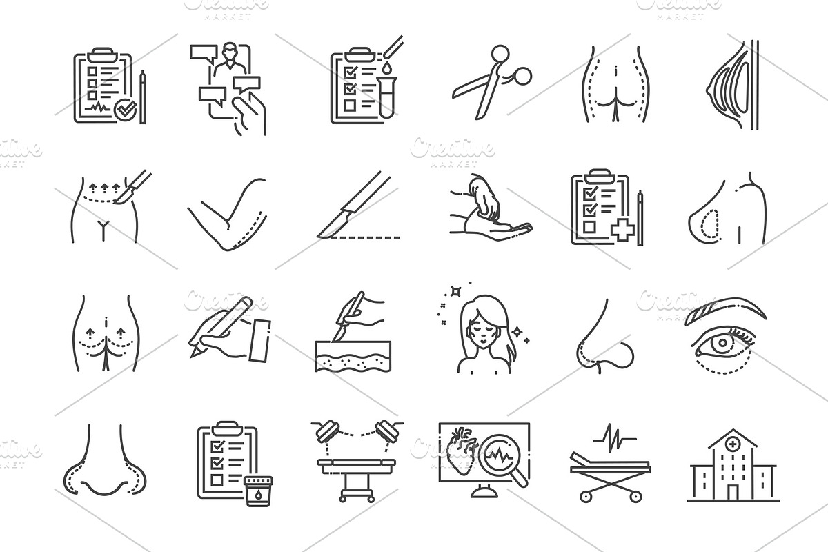 Set of Cosmetic Surgery icons, a Healthcare Illustration by Tettygreen (Photo 3 of 3)