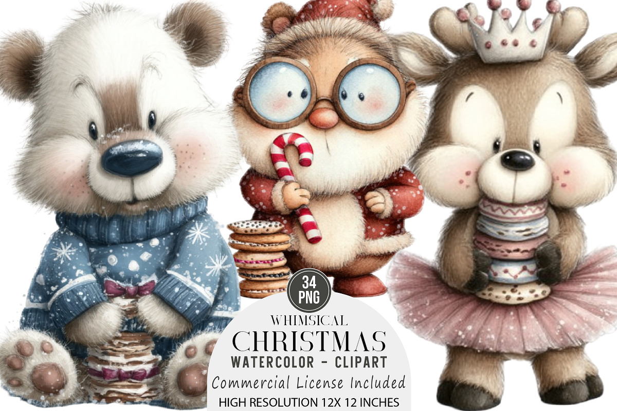 Whimsical Christmas Clipart, an Illustration by DreamArtGraphic (Photo 1 of 5)