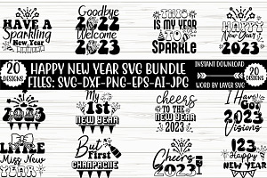 Happy New Year SVG Bundle, an Object Graphic by CrexoraLab