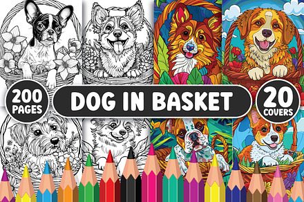 200 Dogs in Basket Coloring Pages