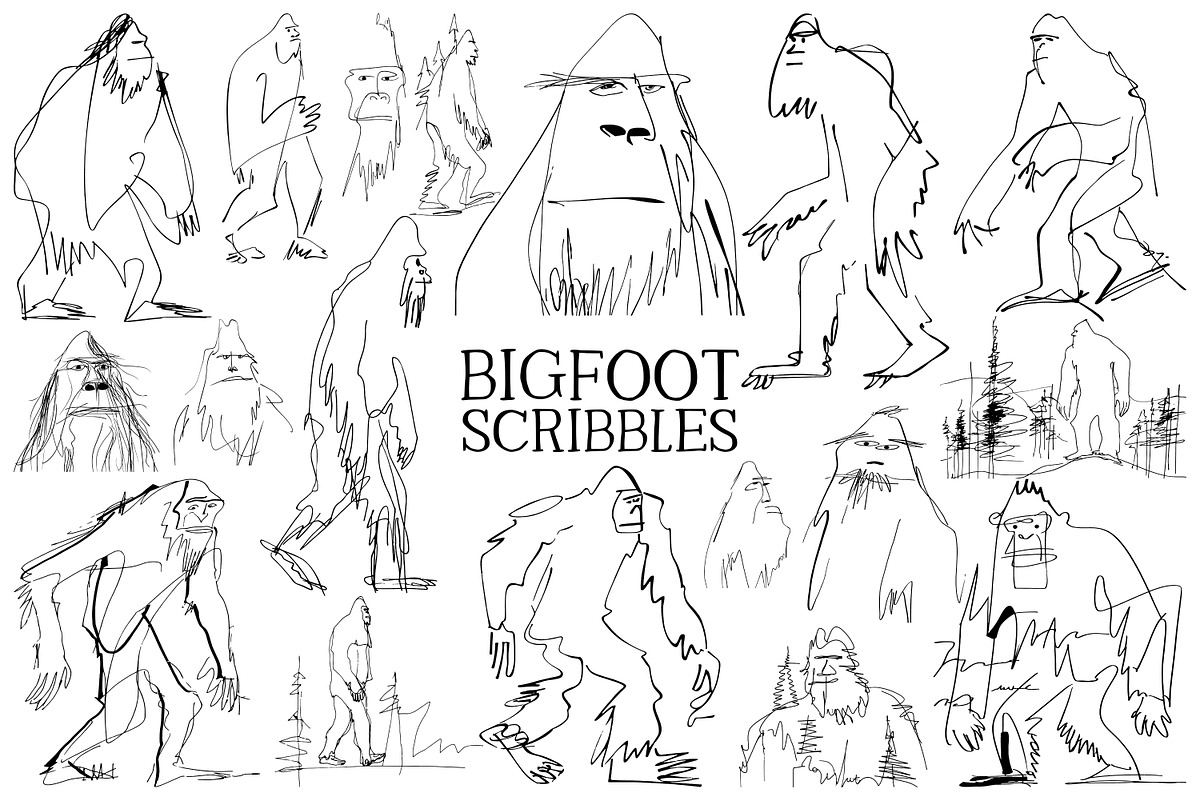 Bigfoot Scribbles PNG Illustrations, an Animal Illustration by Heather Green Designs (Photo 1 of 8)