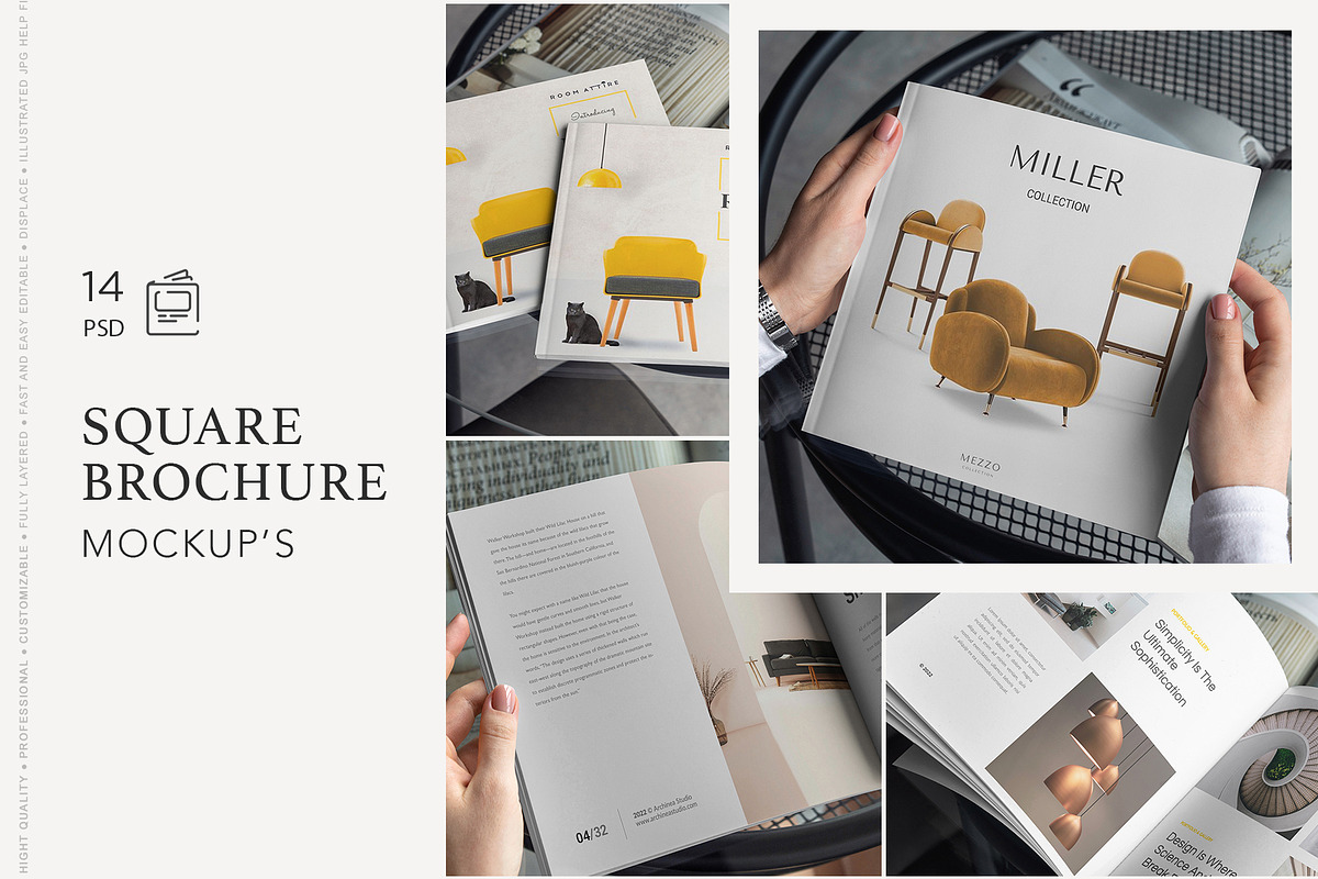 Square Brochure Mockups, a Print Template by Dikarte.Store (Photo 1 of 13)