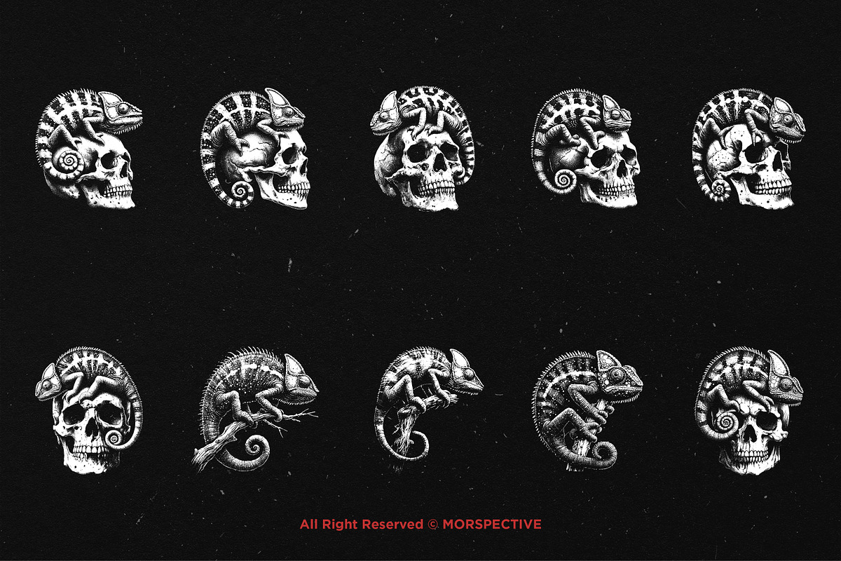10 Bundle Dark Art Chameleon Lizard, an Illustration by Morspective (Photo 6 of 7)