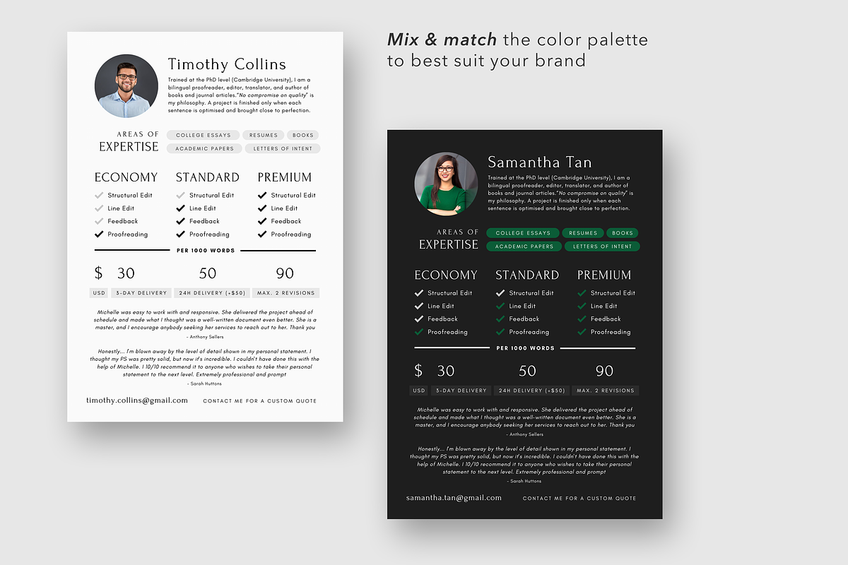 Proofreader's Rate Card Template, a Resume Template by White Dreamers (Photo 4 of 4)