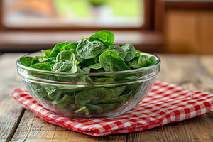Fresh basil leaves in bowl, healthy food, a Food & Drink Photo by AlyaAnd