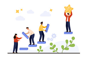 Teamwork Success Growth Leadership, a Finance Illustration by Flashvector
