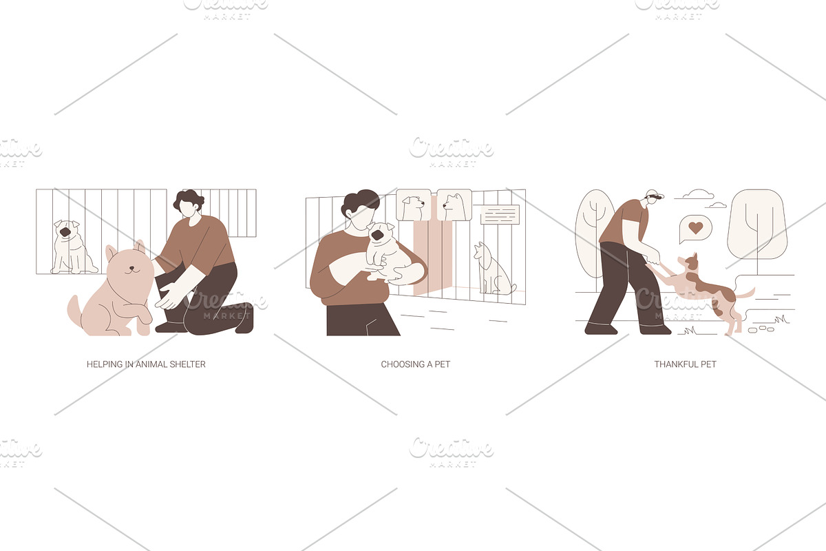 Adopting a pet isolated cartoon, a Person Illustration by Visual Generation