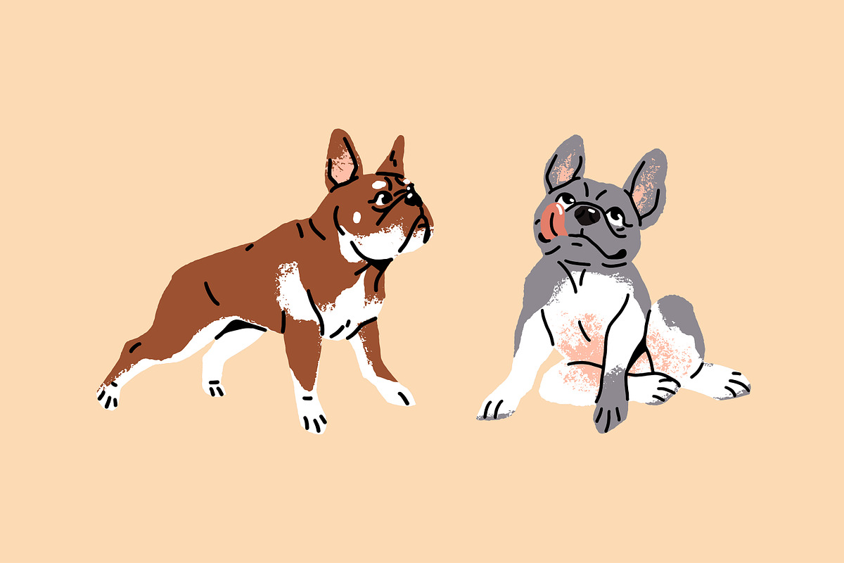French bulldogs set + sticker pack, an Animal Illustration by PaperTrident (Photo 5 of 11)