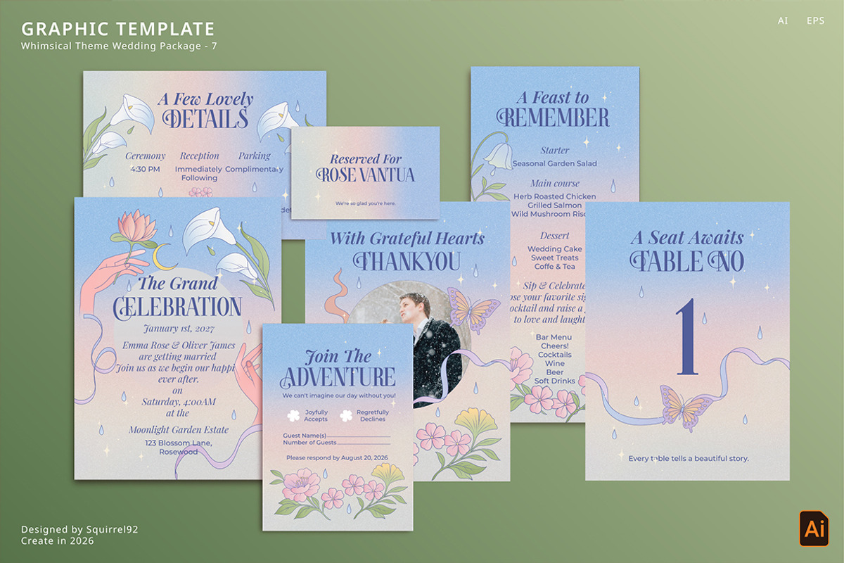 Whimsical Wedding Package - 7, an Invitation Template by Squirrel92 (Photo 1 of 7)
