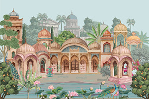 Mughal Pichwai Peacock Wallpaper