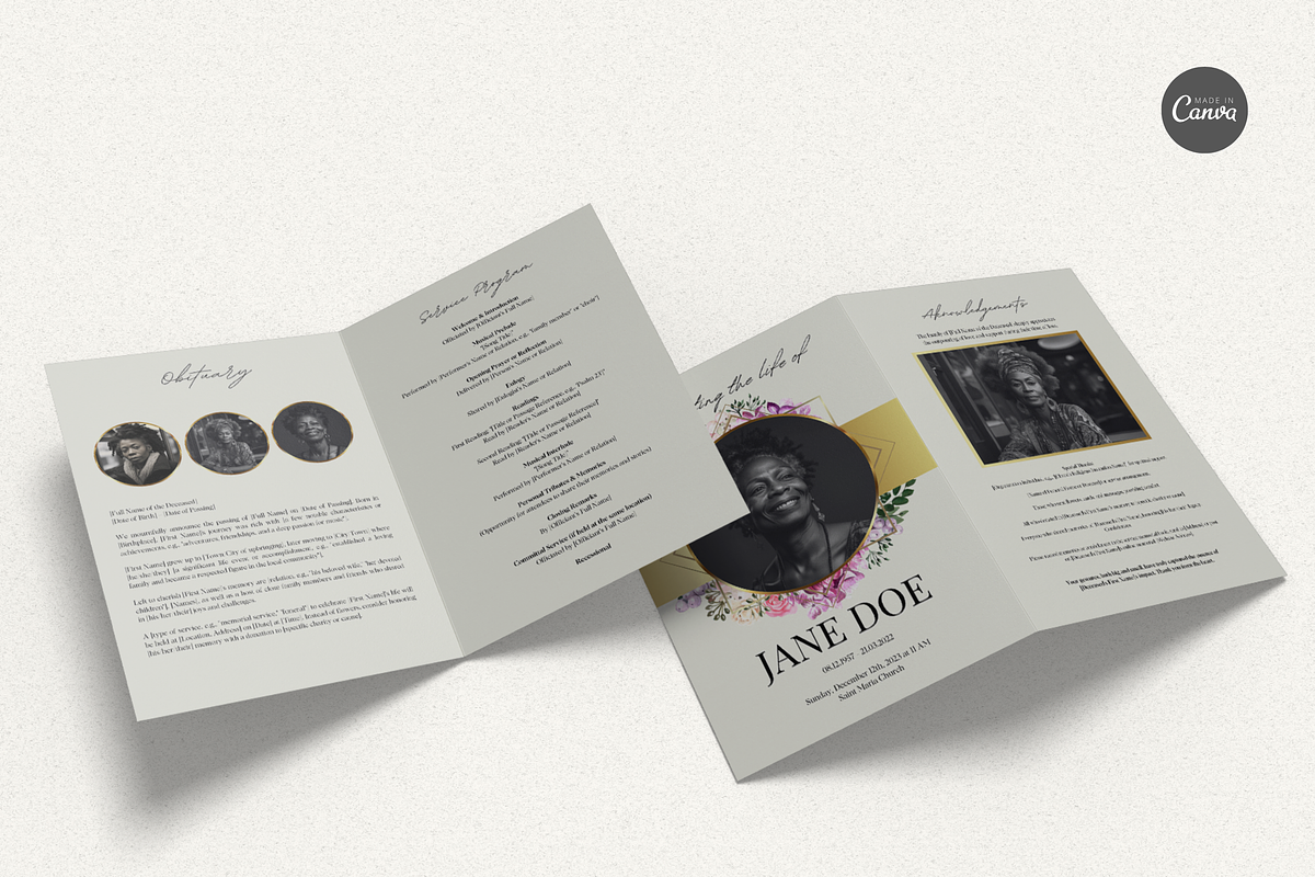 Funeral Program Template I Canva, an Invitation Template by The Social Stuff (Photo 9 of 10)