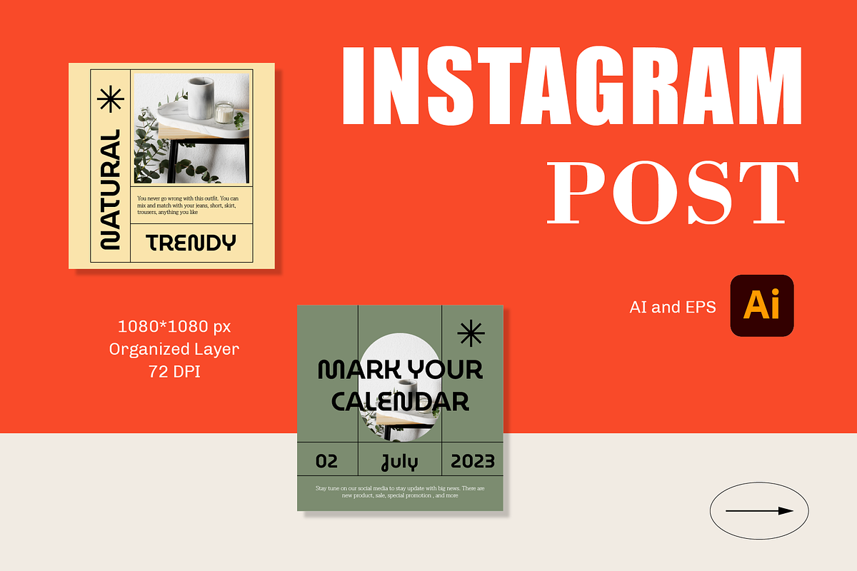 Aesthetic Bold Instagram Post Template preview 2