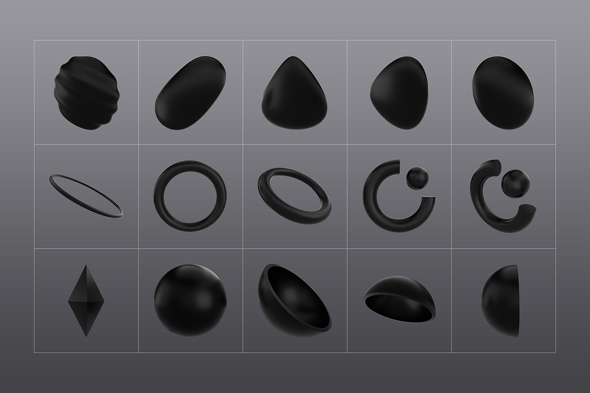 3D Black Shapes - 120 illustrations, an Object Graphic by assetpro.design (Photo 12 of 15)