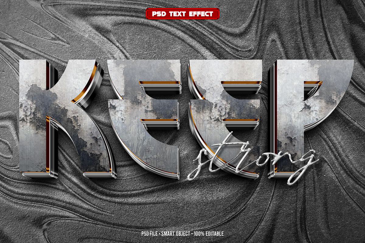 Keep 3D editable text effect, a Layer Style Add-On by Hello Muh (Photo 1 of 2)