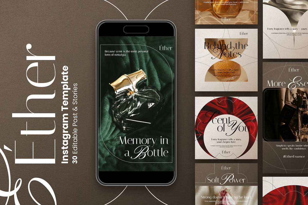 Ether Parfume Instagram Pack, a Social Media Template by Nenjo Studio (Photo 1 of 5)