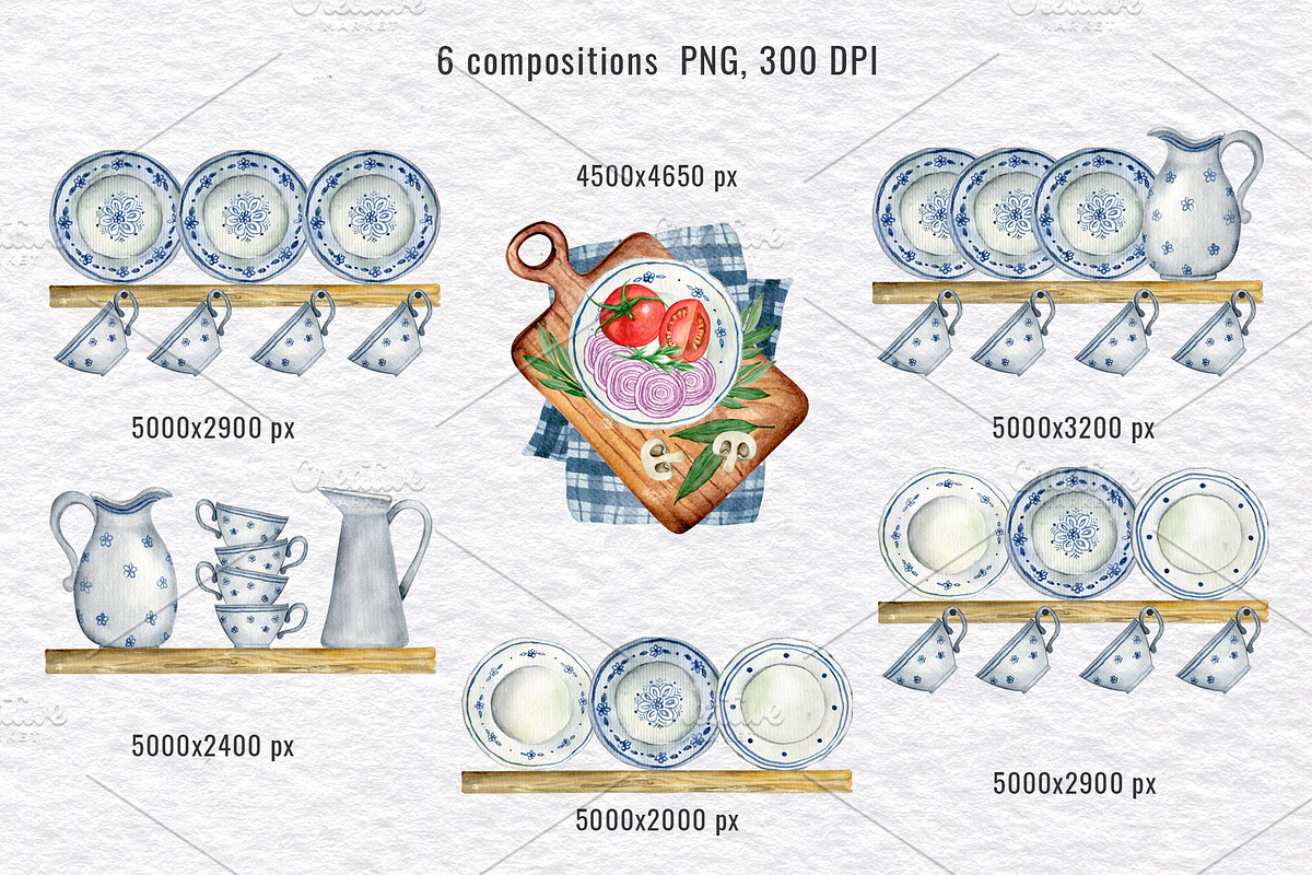 Rustic kitchen utensil Clipart, a Food Illustration by KathrineWatercolor (Photo 4 of 6)