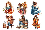 Autumn Coffee Girl Clipart PNG, an Illustration by Pixels.Craft (Thumbnail 3 of 7)