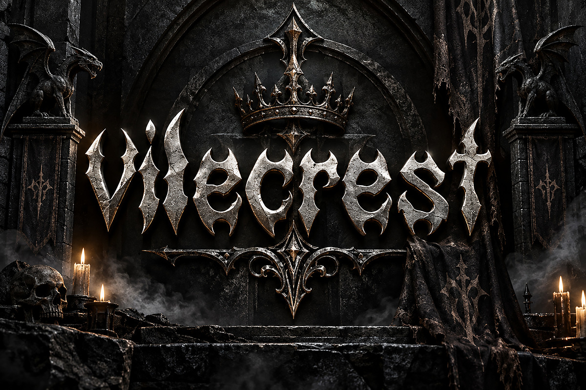 Vilecrest — Dark Gothic Font, a Script Font by Wow Magic (Photo 1 of 5)