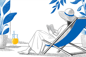 Woman in a sun hat relaxes on a deck, a Person Photo by MistyDay