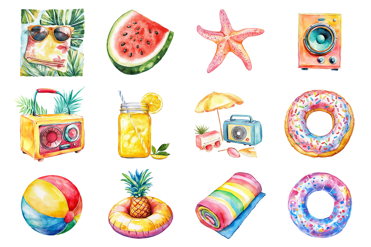 Summer Pool Party Clipart, an Illustration by Design Market (Photo 3 of 5)