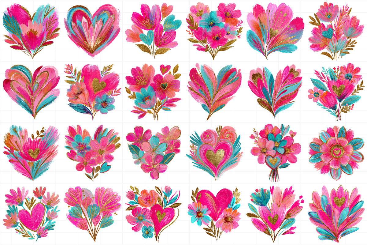 Flowers With Heart Clipart Bundle, an Illustration by Daily.Designs (Photo 4 of 5)