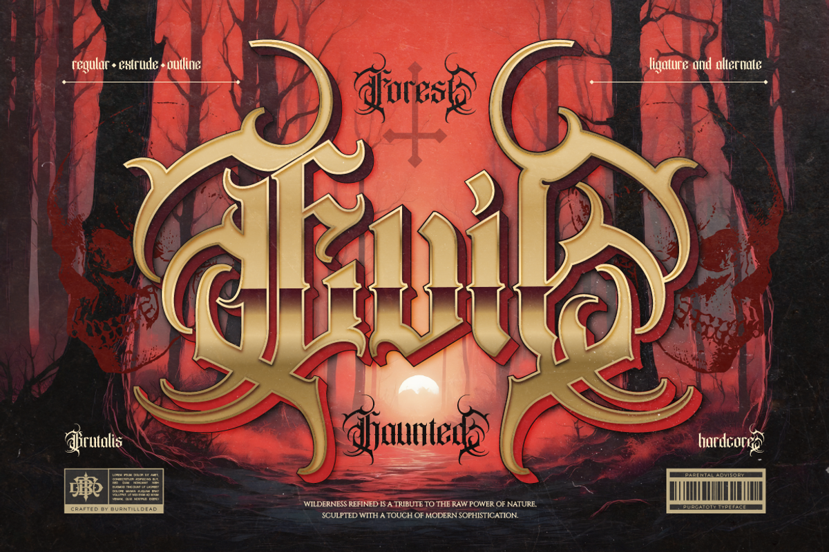 Ethoris - Blackletter Horror, a Blackletter Font by Burntilldead (Photo 3 of 12)