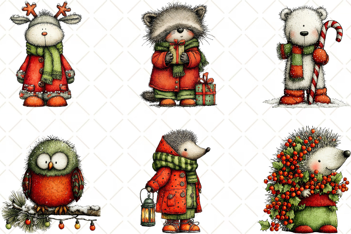 Whimsical Christmas Animal Clipart, an Illustration by Black Bird Studio (Photo 5 of 6)