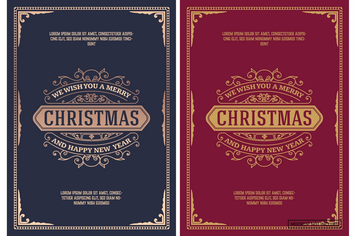 Christmas card retro typography, a Flyer Template by OneVectorStock