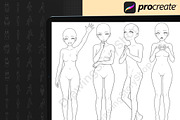 190 Procreate Anime Female Pose, a Brush Add-On by DrawingStoryShop (Thumbnail 3 of 6)