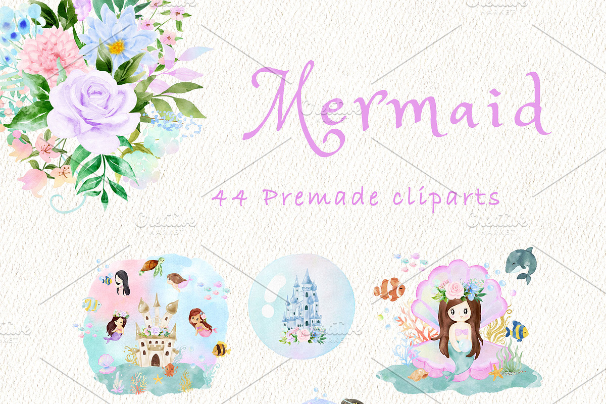 Mermaid baby clipart, an Animal Illustration by heyiamalice (Photo 5 of 13)