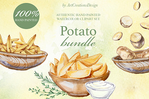 Potato Watercolor Clipart Bundle, a Food Illustration by ArtCreationsDesign
