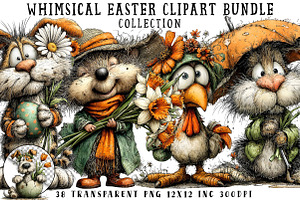Whimsical Easter Clipart Bundle, an Illustration by OK Design
