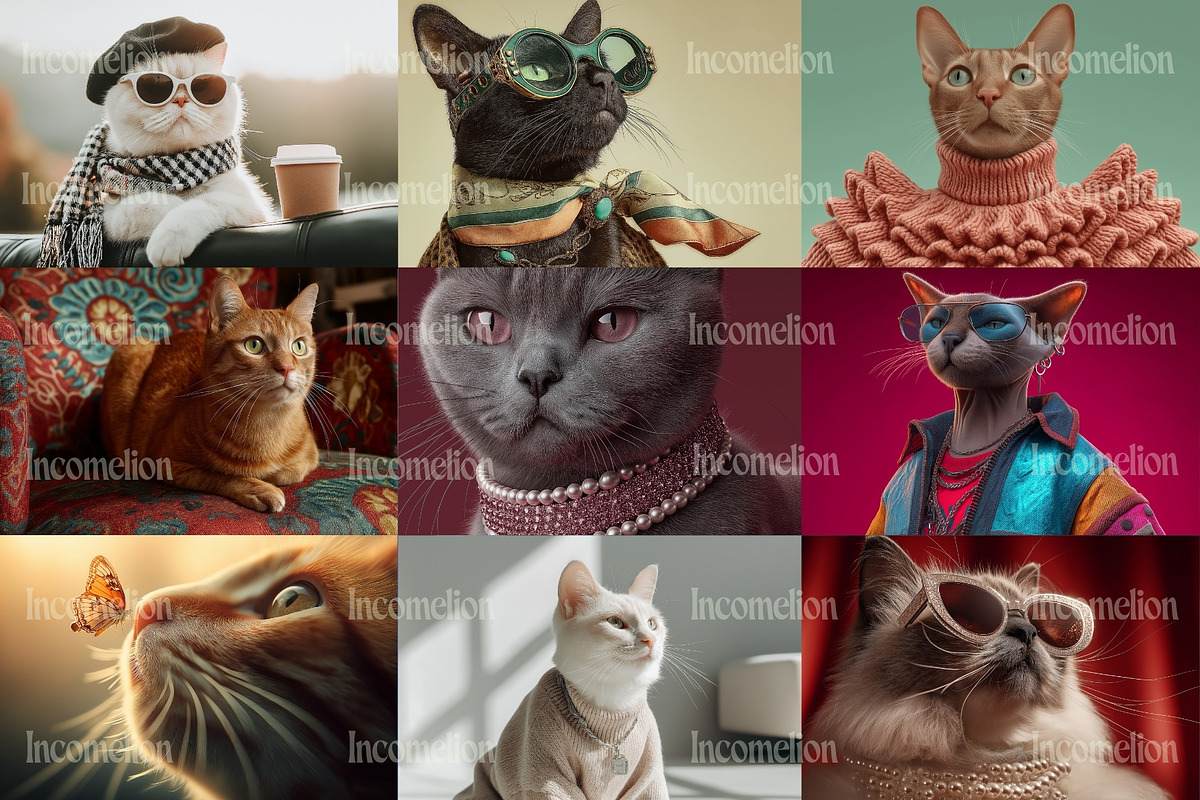 50 Sophisticated Cats Stock Photos, an Animal Illustration by Incomelion (Photo 2 of 13)