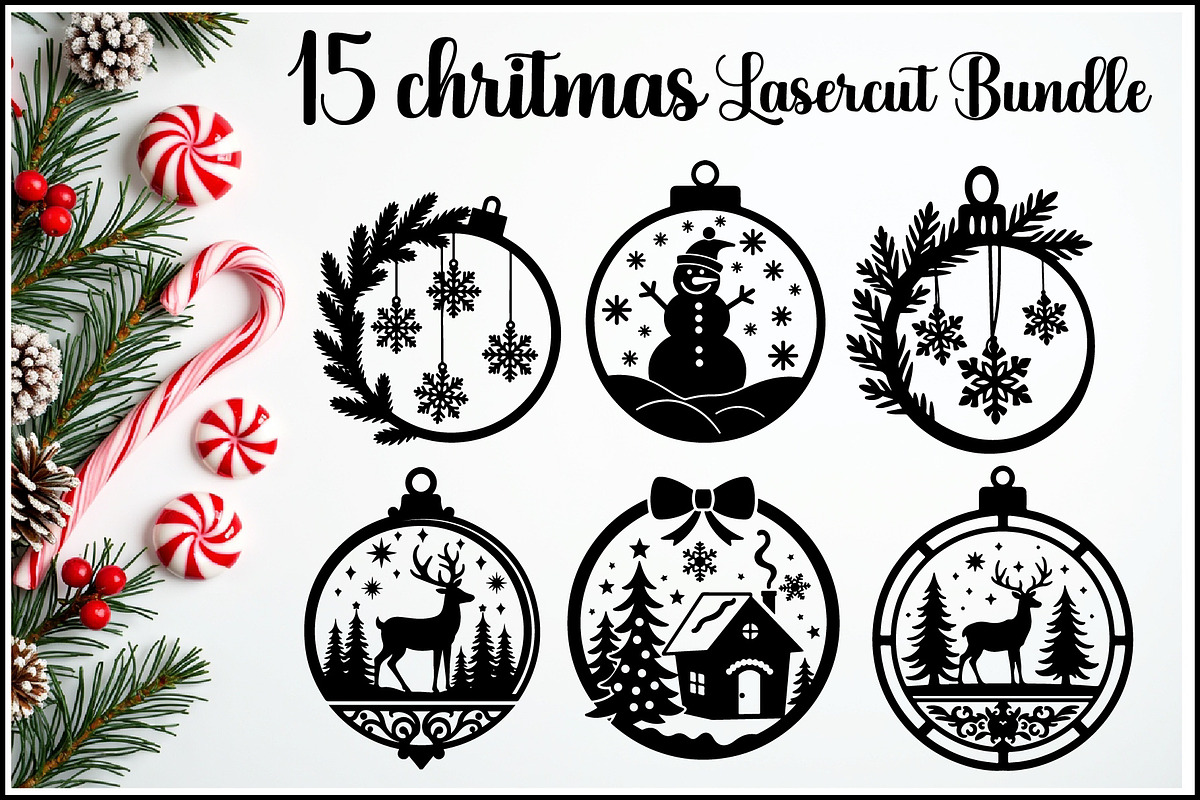 Christmas Ornament Laser Cut Bundle, a Graphic by Creativeshirt (Photo 1 of 16)