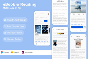 eBook & Reading Mobile App UI Kit, an UI Kit Template by Betush